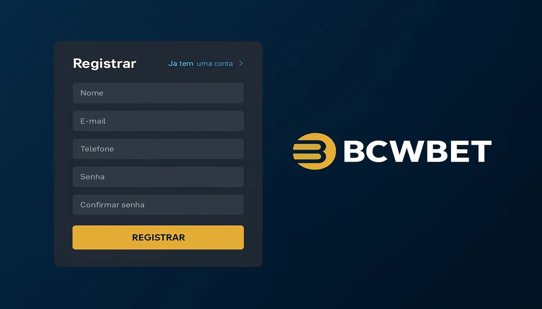 Não Perca tempo, o rRgistro na site BCWBET